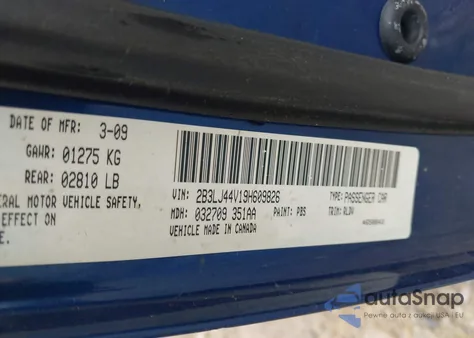 2009 Dodge Challenger Se из США, поврежденный, VIN 2B3LJ44V19H609826